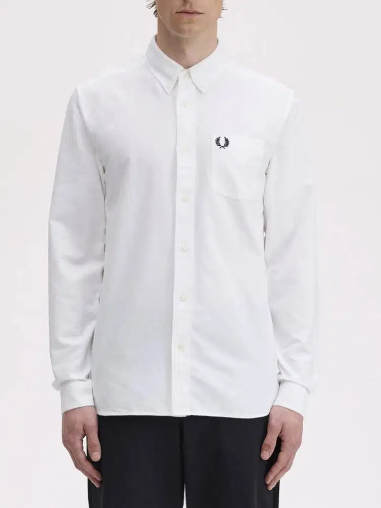 FRED PERRY BUTTON DOWN LONG SLEEVE COTTON OXFORD SHIRT (XL)