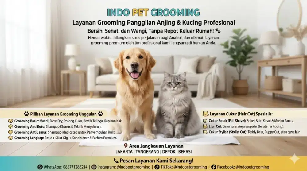 Pet Grooming anjing dan kucing panggilan