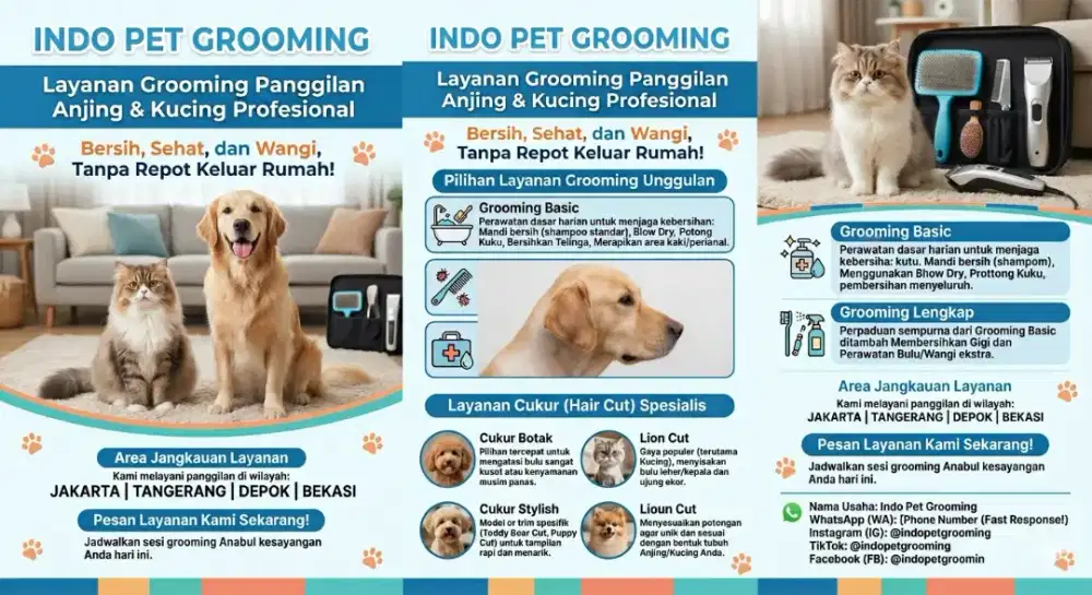 Jasa Grooming anjing& kucing panggilan terbaik di Bekasi