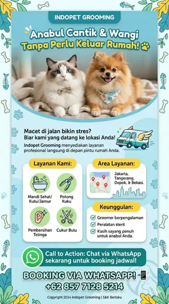 Salon pet Grooming anjing dan kucing panggilan termurah