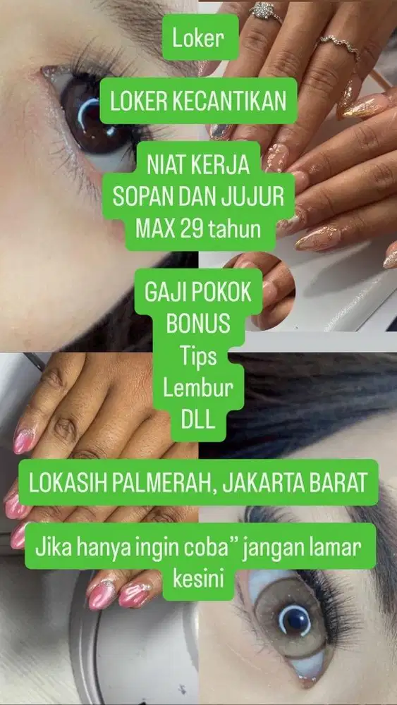 Loker salon kecantikan eyelash dan nail
