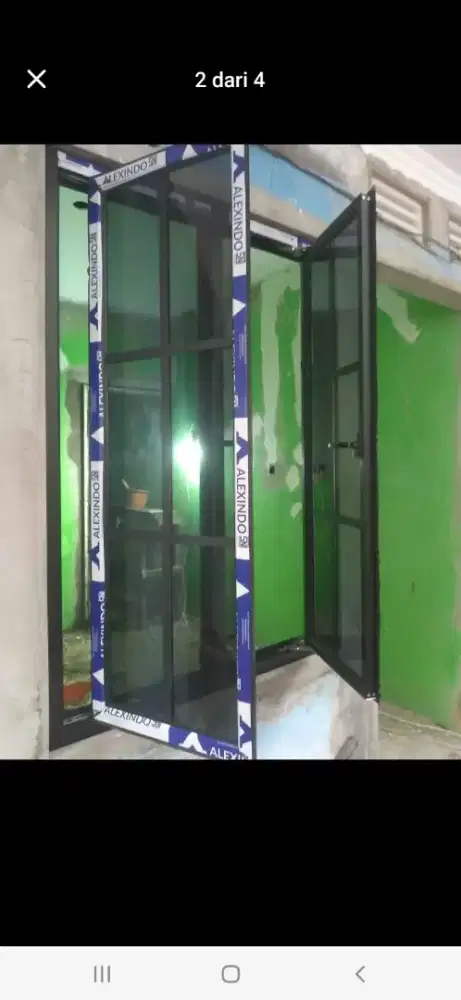 Kusen aluminium jendela kembar T200cm L120cm hrg 2,6 jt sama pasang