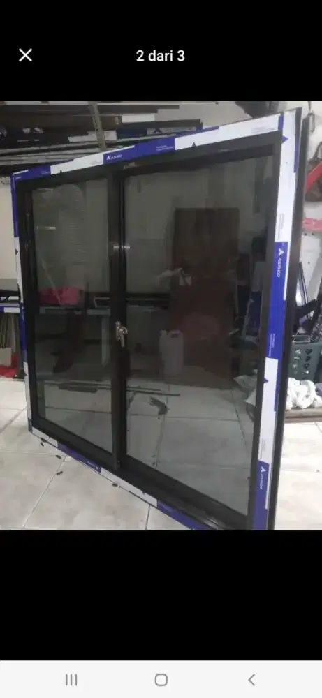 Jendela geser aluminium T150cm L120cm harga berikut pasang 2,2 jt/unit