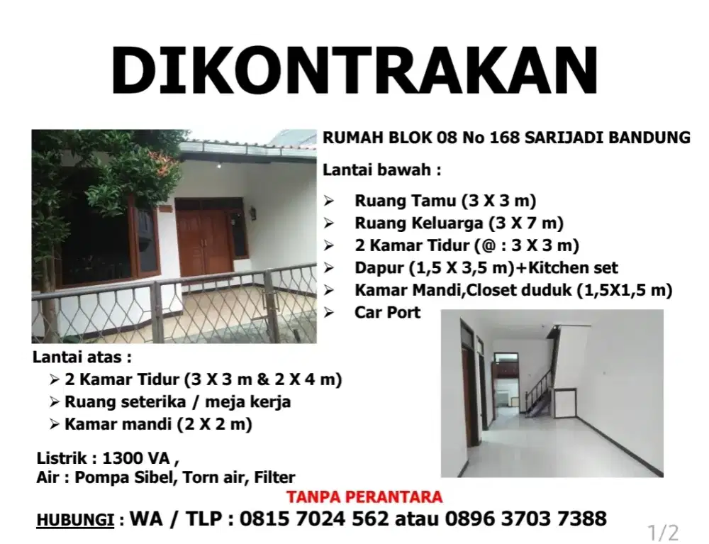 DIKONTRAKAN RUMAH SARIJADI BANDUNG, KONTRAK TAHUNAN