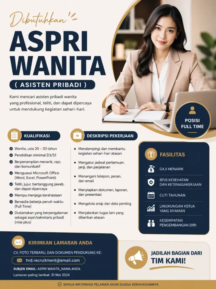 Di butuhkan Aspri Wanita bisa nyetir