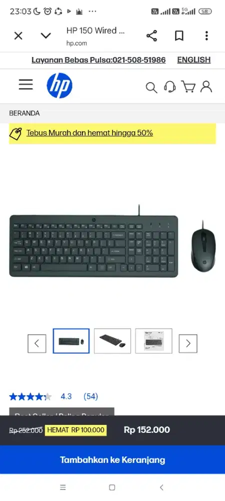 HP 150 Wired Mouse and Keyboard