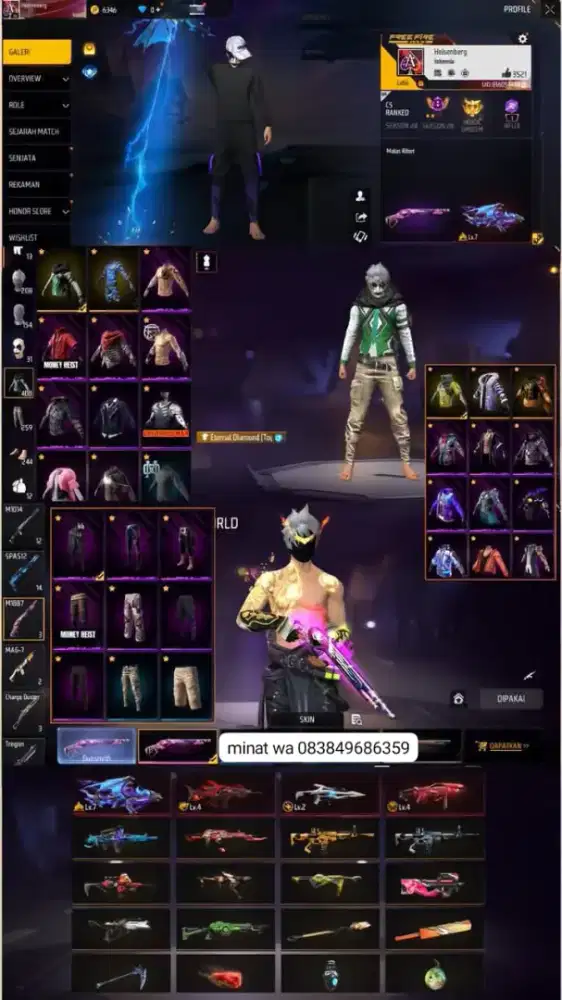 JUAL AKUN FF MINAT LANGSUNG CHET