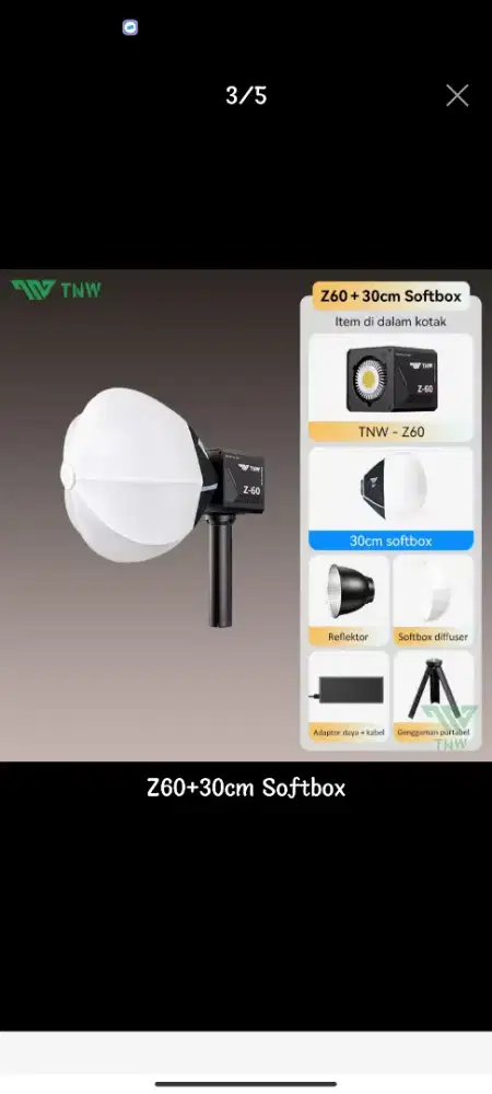 DIJUAL TNW Z60 Rechargable LED Video Light Softbox Lighting