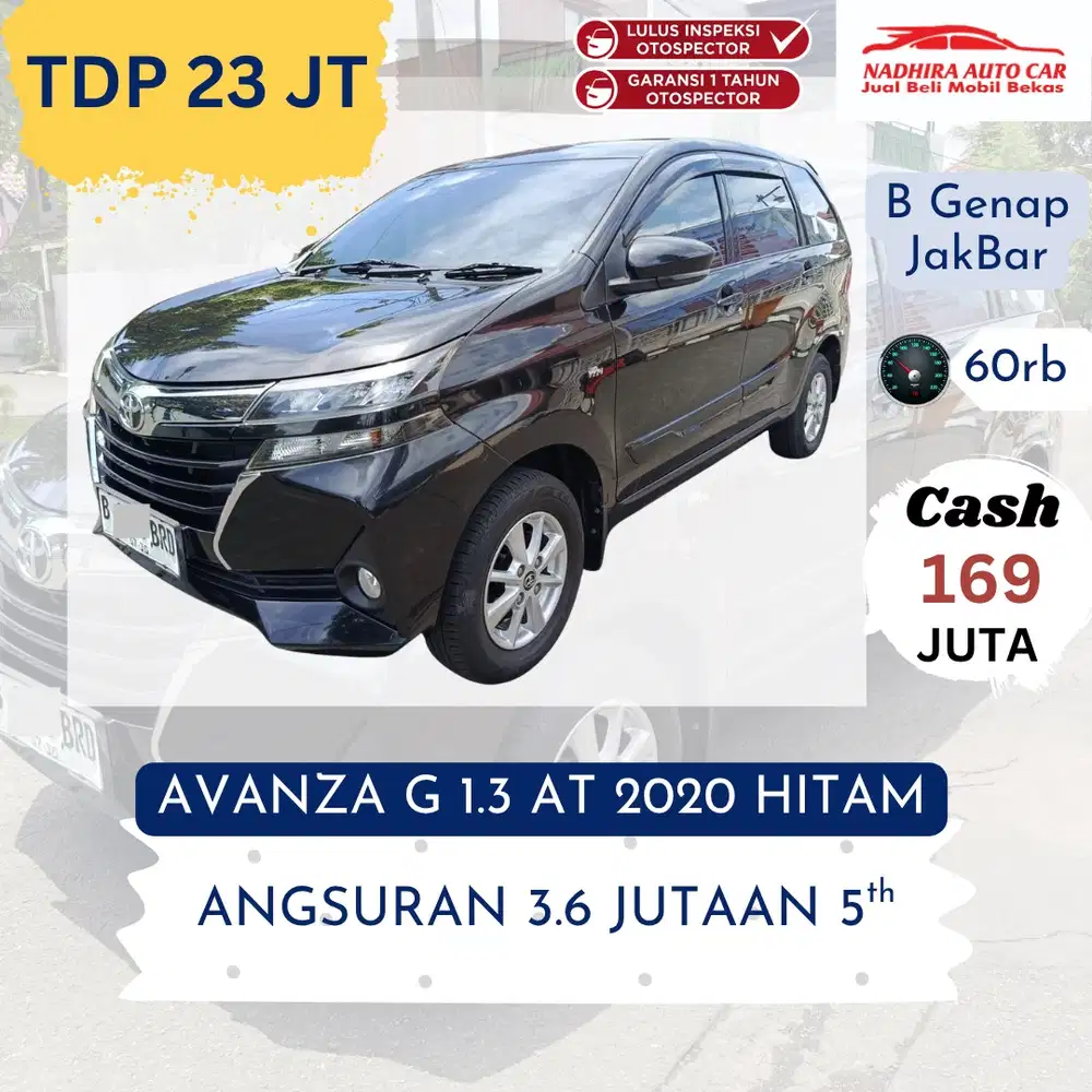 Angsuran 3 Jutaan Avanza G 1.3 AT 2020 Hitam