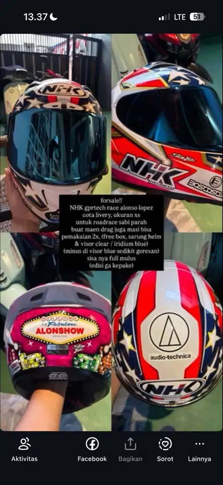 Dijual Helm NHK Gprtech Race Alonso Lopez Cota Livery