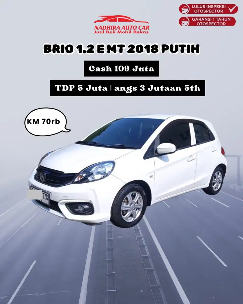 DP 5 Juta Brio 1.2 E MT 2018 Putih