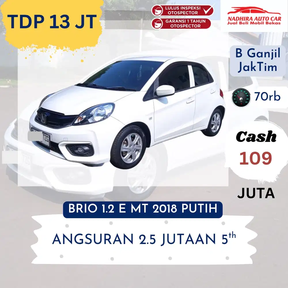 Angsuran 3 Jutaan Brio 1.2 E MT 2018 Putih
