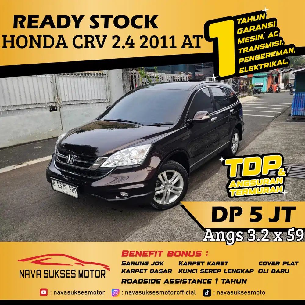 TDP 5 Jt Angs Termurah Honda CRV 2.4 2011 Matic Coklat Tua Low Km