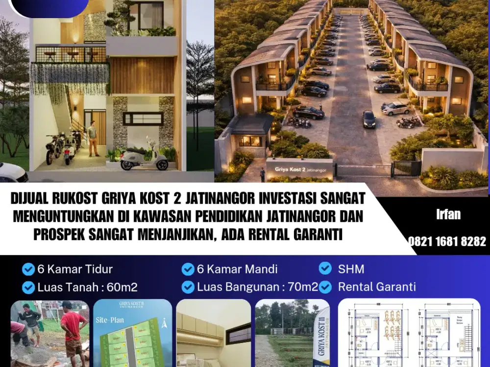 Dijual Cepat Rukost Griya Kost 2 Jatinangor Investasi Sangat Menguntungkan di kawasan Pendidikan Jatinangor dan
Prospek Sangat Menjanjikan
Ada Rental Garanti