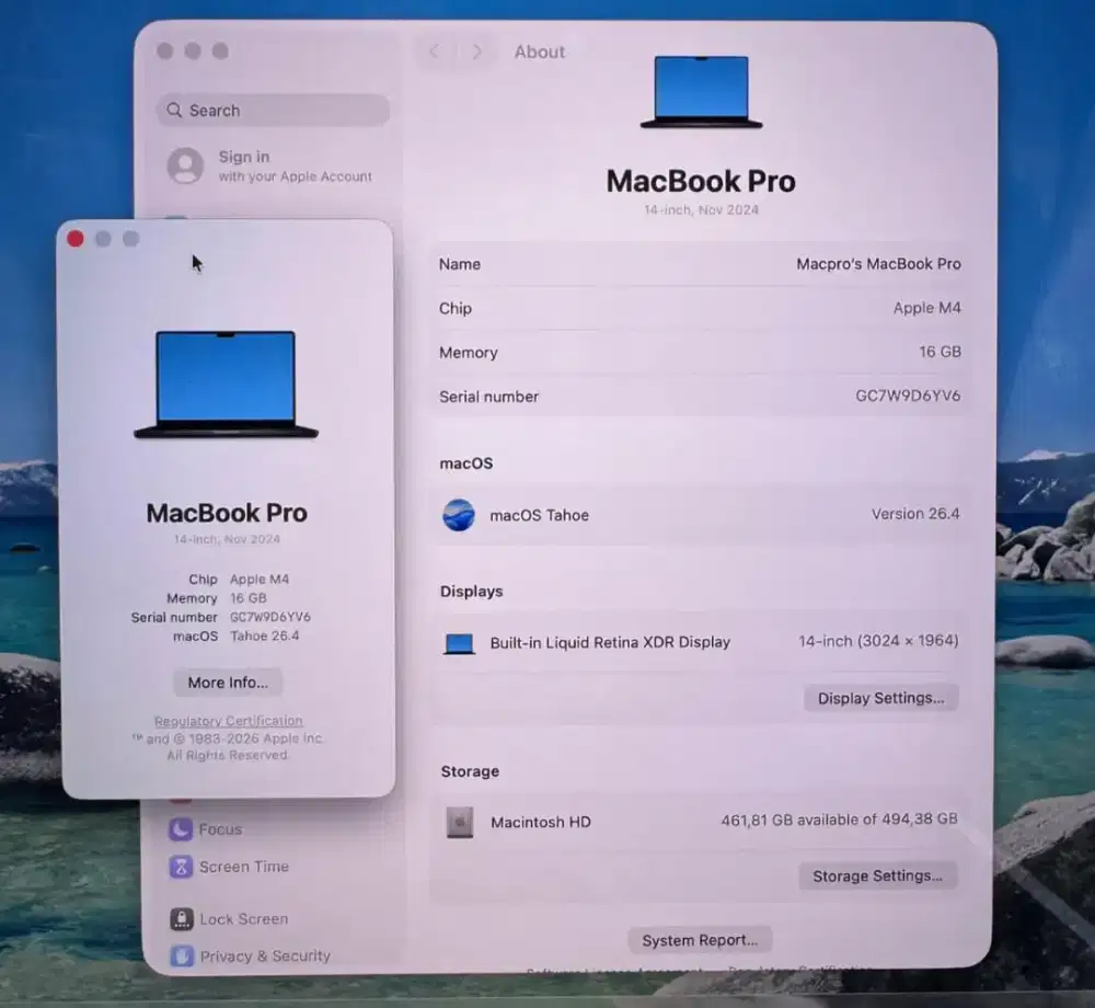 Macbook Pro M4 14 Inch Ram 16 Ssd 512  lengkap full set Space Black