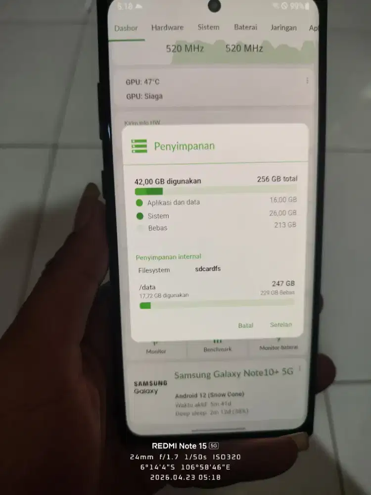 Samsung Note 10+ single sim 5g 12+8 internal 256