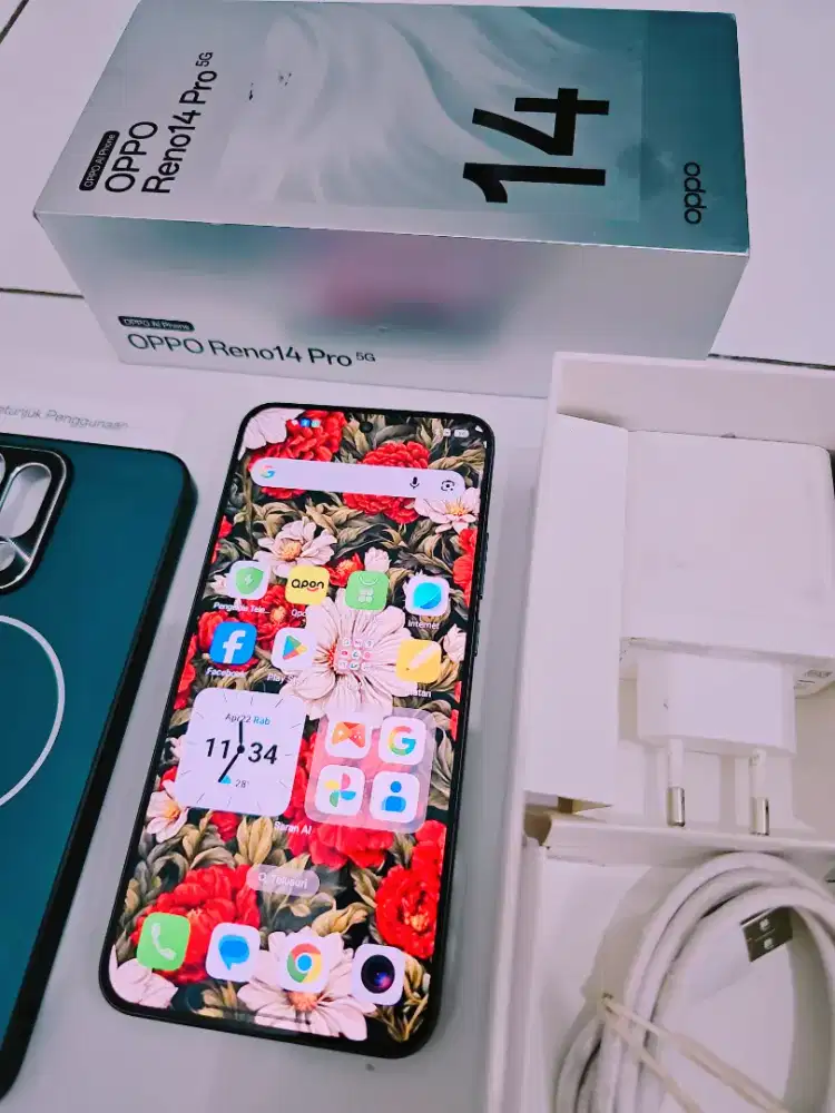 Oppo Reno 14 Pro 5G Grey 12/512 Fulset Ori Garansi Bulan 9 2026