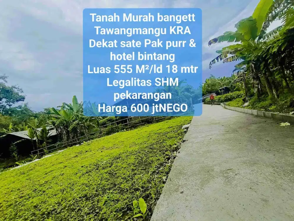 Jual tanah Murah banget tawangmangu Dekat Hotel bintang