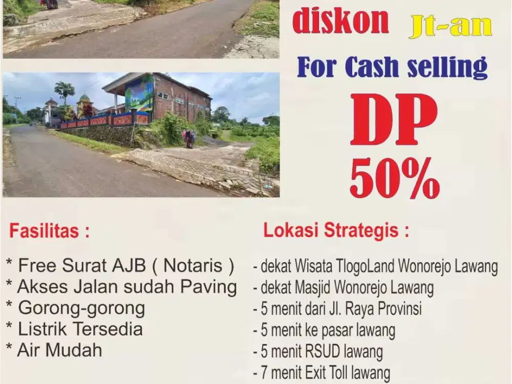 Promo Tanah Murah Tlogorejo Wonorejo Lawang dekat Wisata Tlogoland