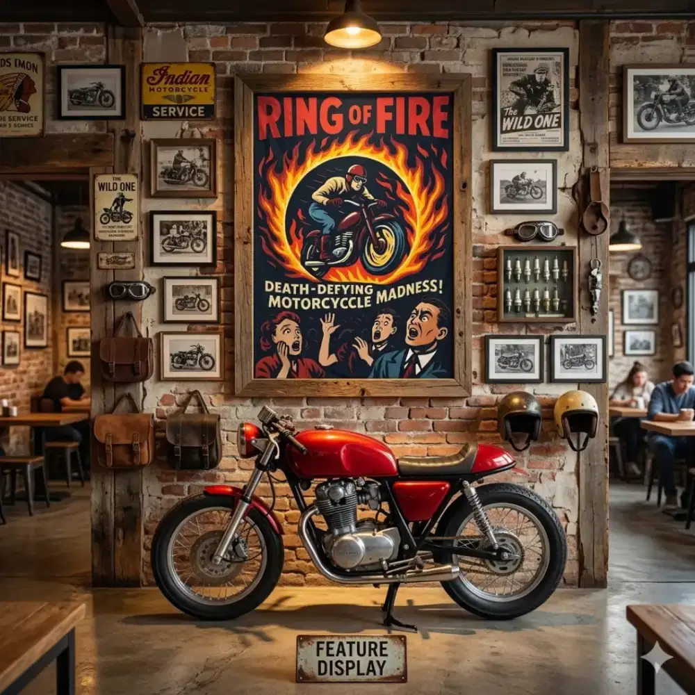 Kain poster hiasan dinding sepeda motor big lawas tema lawas vintage