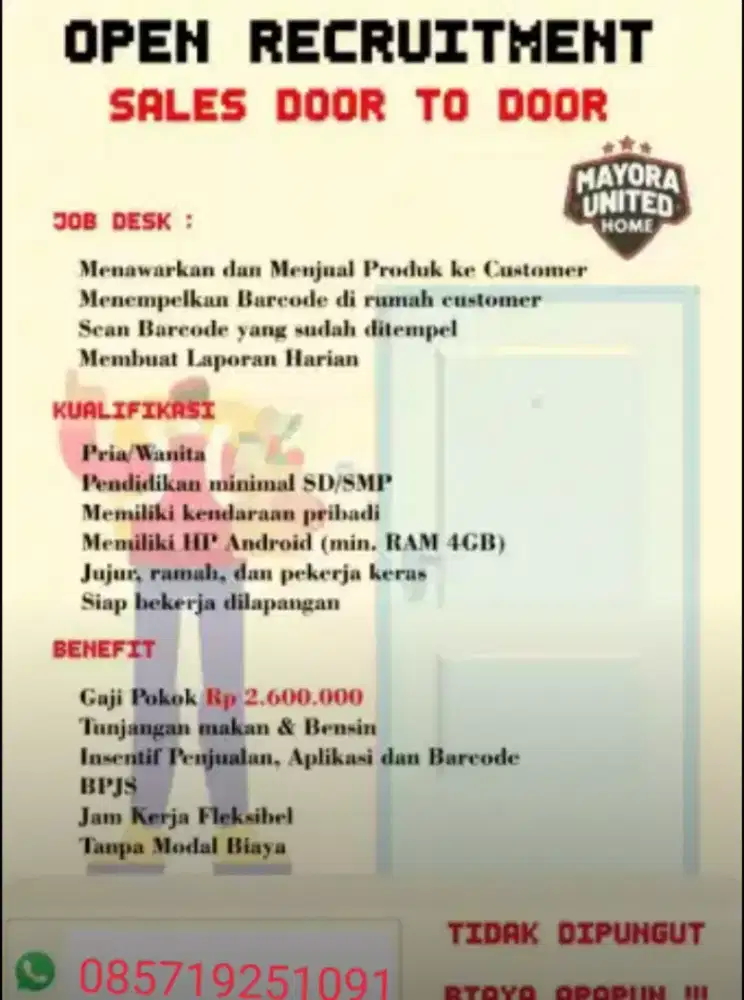 Sales door to door ( canvas + bawa barang)