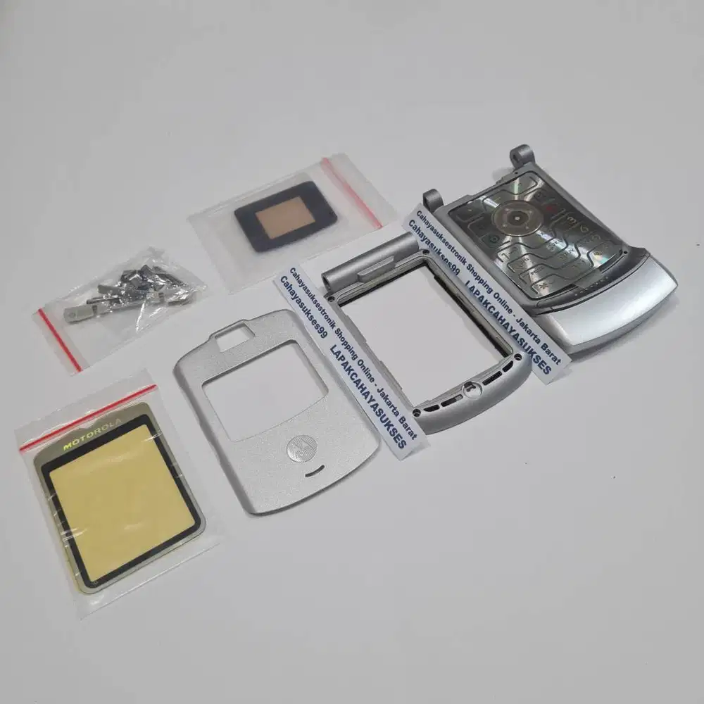 Casing Motorola V3 Silver Housing Handphone Jadul Case Cover HP New