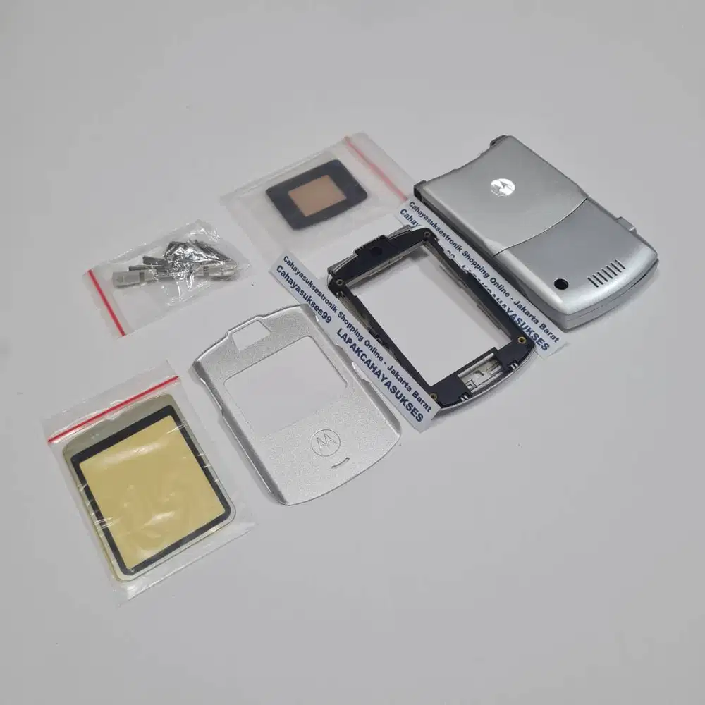 Casing Motorola V3 Silver Housing Handphone Jadul Case Cover HP New