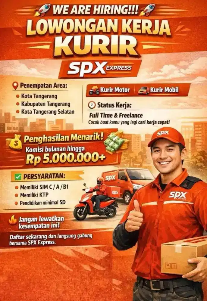 DI BUTUHKAN SEGERA KURIR MOTOR SHOPEEXPRESS AREA KARAWACI TANGERANG
