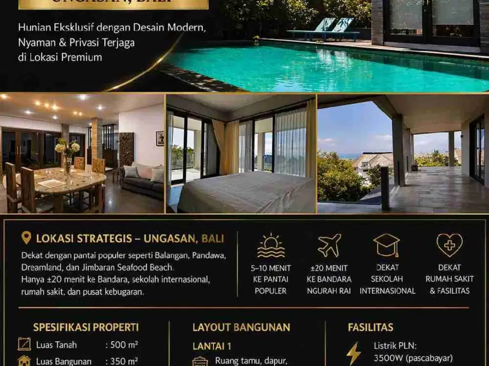 DIJUAL & DISEWAKAN BANGUNAN RUMAH MEWAH DIKAWASAN BALANGAN UNGASAN, BALI