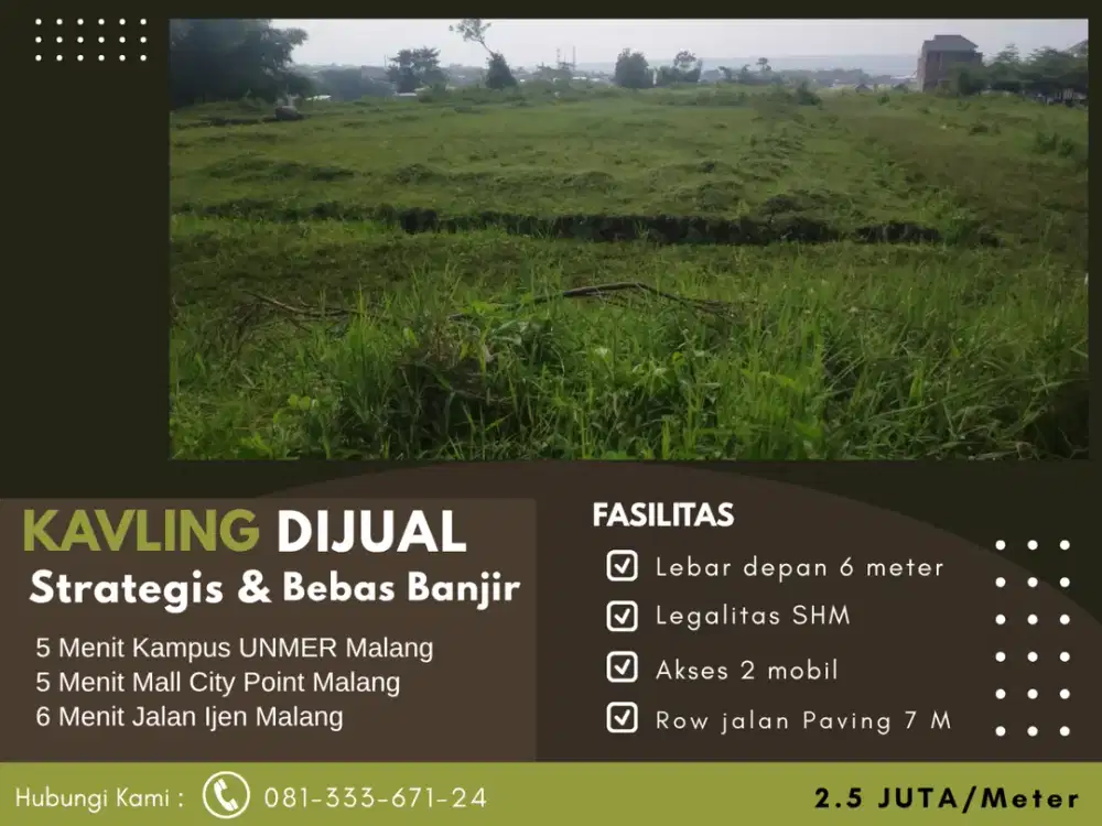 SHM Pecah Tanah Dijual 5 Menit Kampus UNMER Malang