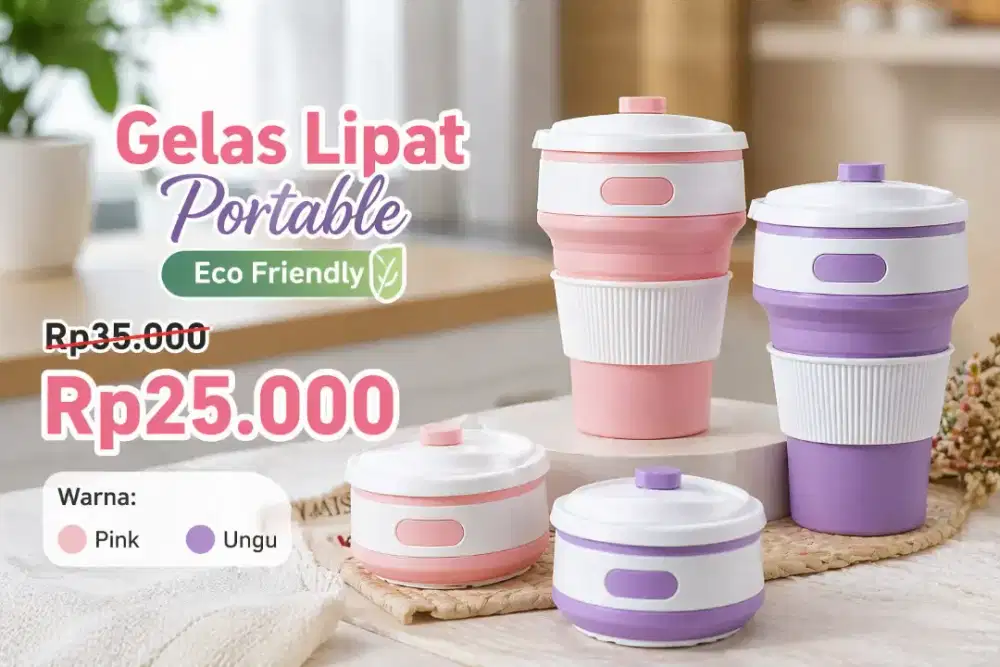 Gelas Lipat Portable Eco Friendly Foldable Coffee Cup Travel Silicone