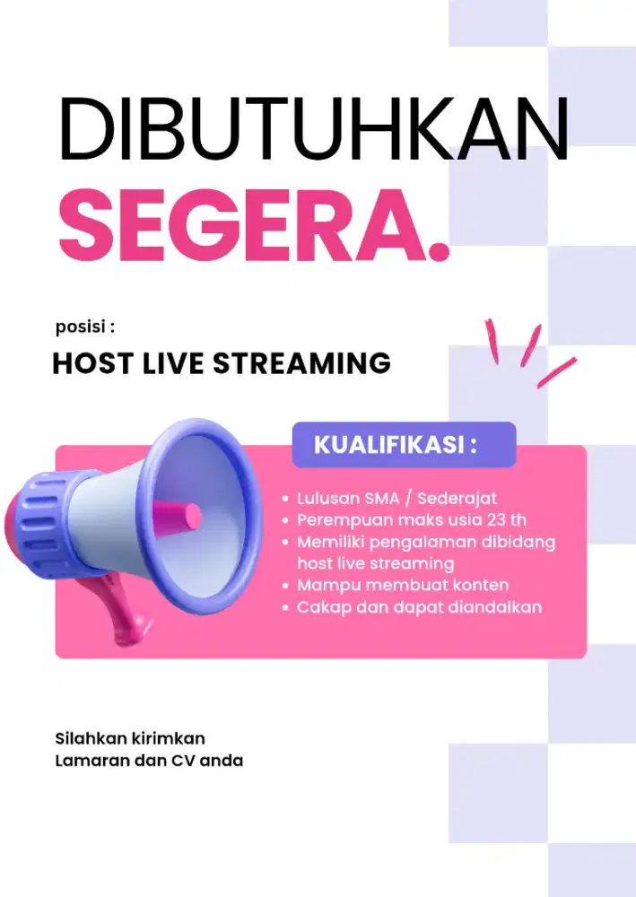 DIBUTUHKAN HOST LIVE STREAMING