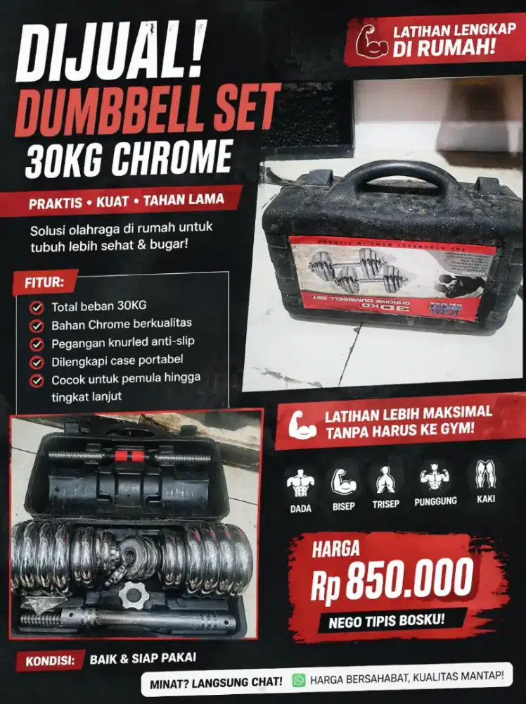 Jual dumble set 30 kg