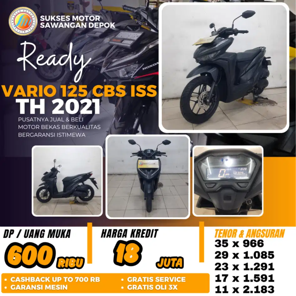 BERGARANSI VARIO 125 CBS ISS TH 2021 UNIT MULUS BISA KREDIT DP 600 RB