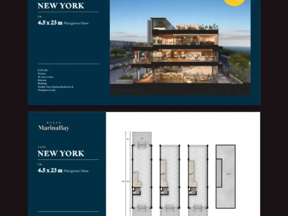 Disewakan Unit Rukan Gandeng 2 Marina Bay Type New York: