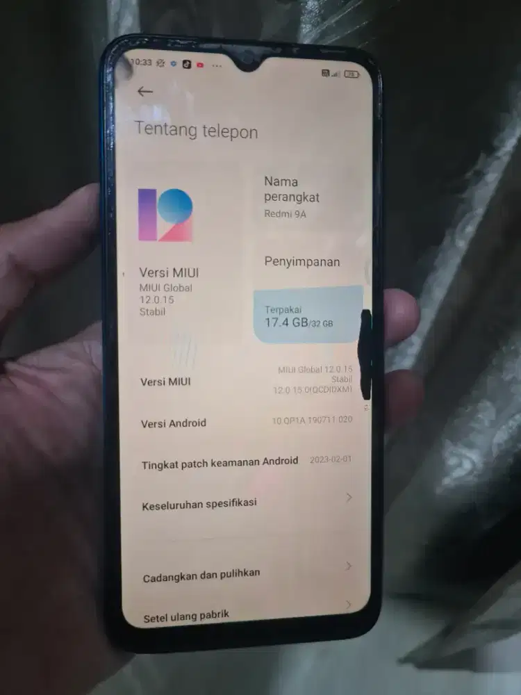Xiaomi redmi 9A ram 3/32gb , ADA MINUS/BATANGAN
