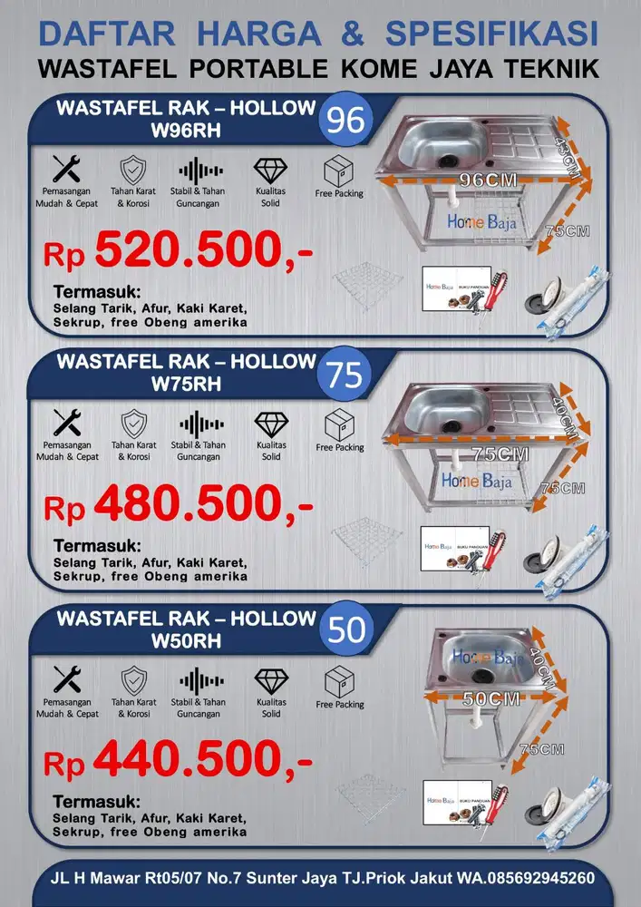 WASTAFEL PORTABLE - UNTUK DAPUR (HOLLO)