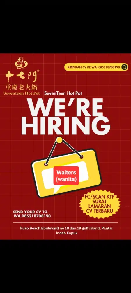 Dicari Pramusaji Wanita daerah PIK