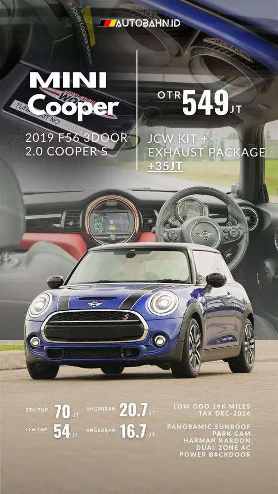 Mini Cooper S John Cooper Works Tuned 3 Doors Turbo F56 2019