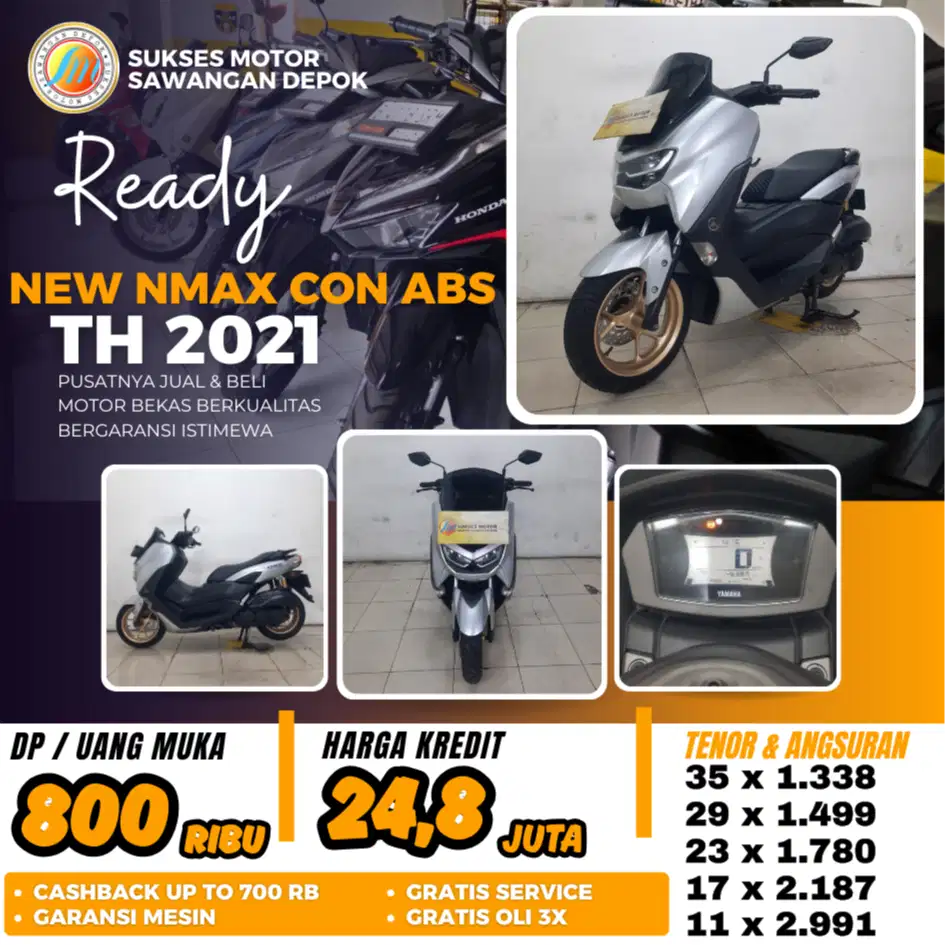 NMAX NEW CON ABS 2021 SILVER MULUS BISA CASH KREDIT DI SUKSES MOTOR
