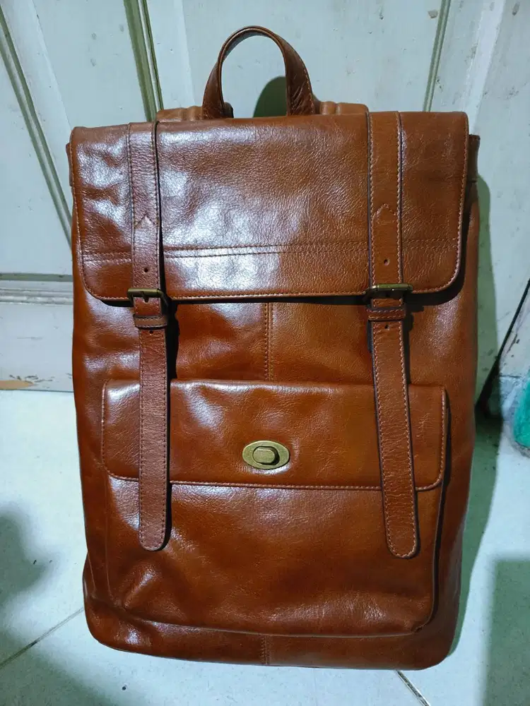 [Mulus] Ransel Kulit Cowok Pre-Loved Branded Size L Muat Laptop