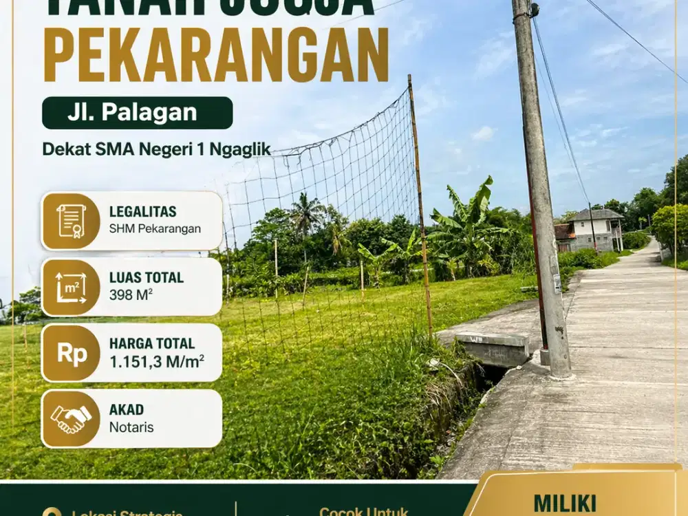 Tanah Pekarangan Jl. Palagan km 11, Lingkungan Perumahan & Pemukiman, udara sejuk asri lingkungan Nasionalis