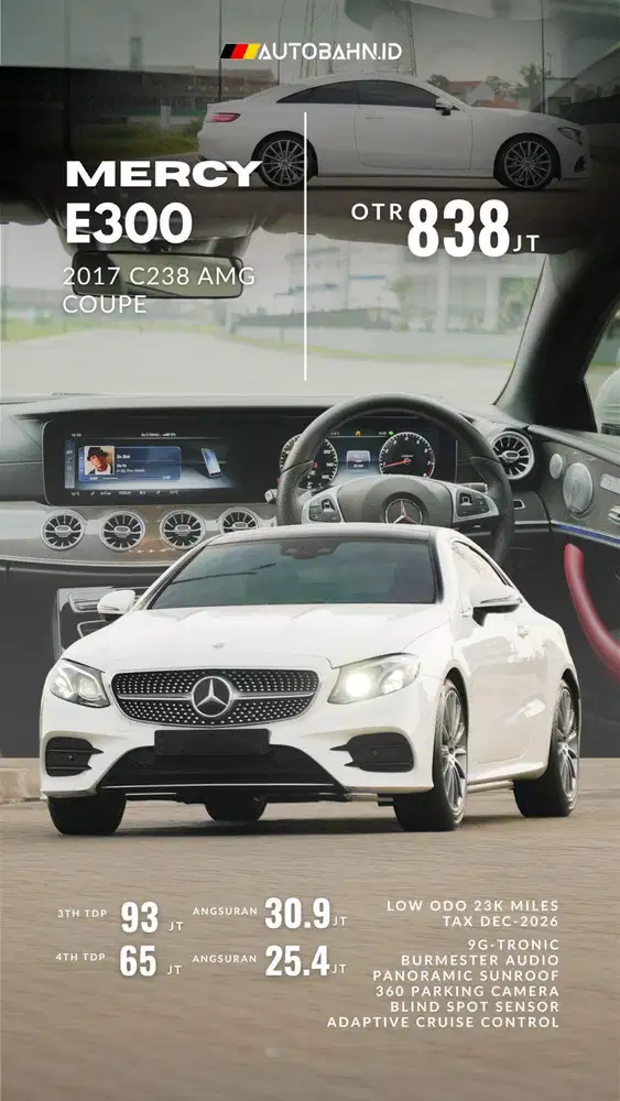 Mercedes Benz E300 Coupe AMG 2017 Adaptive Cruise! White on Red! M2 m3