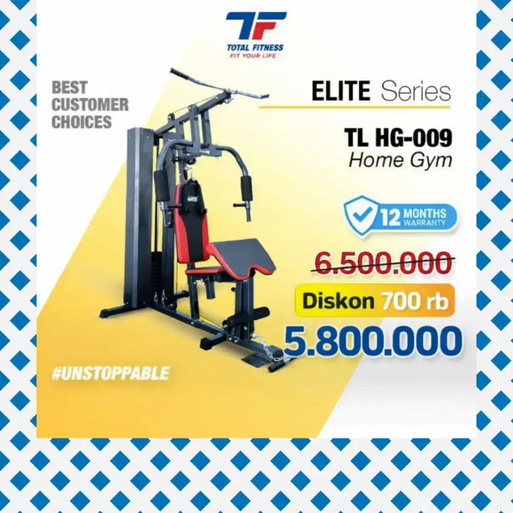 Homegym 1 sisi TL-009 Beban 75kg // Alat Olahraga Fitness