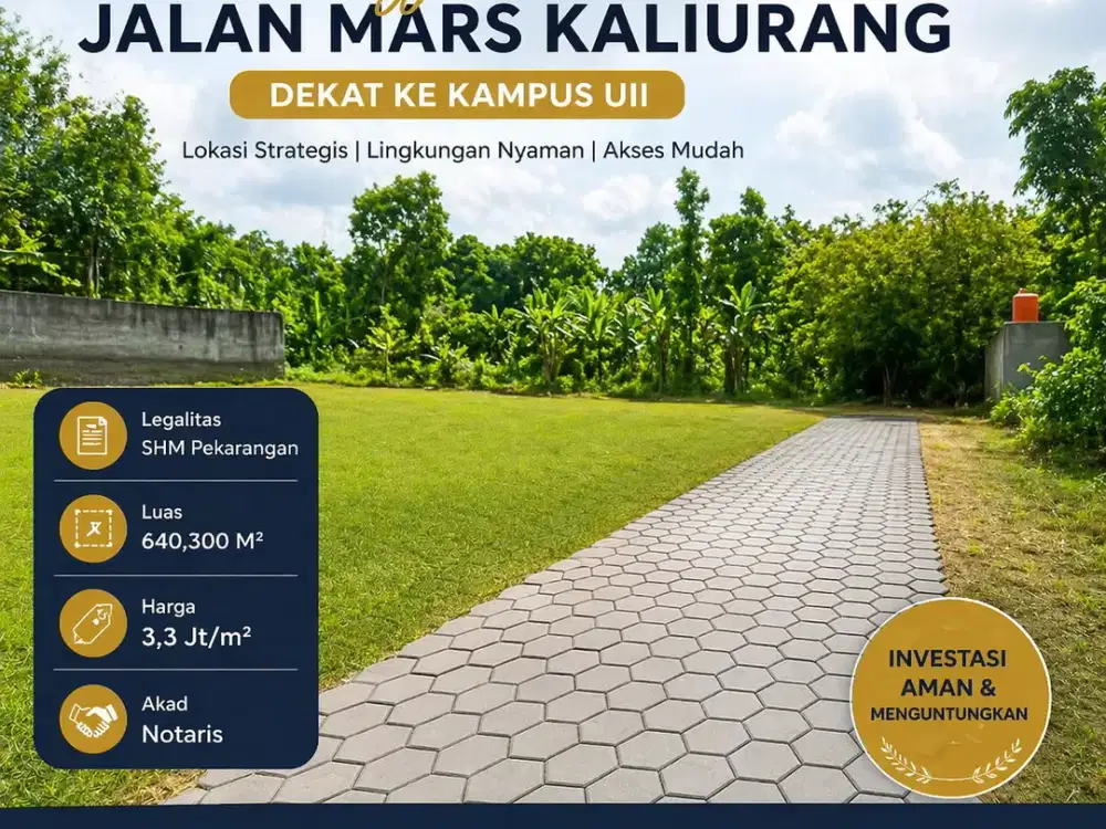 Tanah Jogja Kost Area Kampus UII Kaliurang SHM Pekarangan