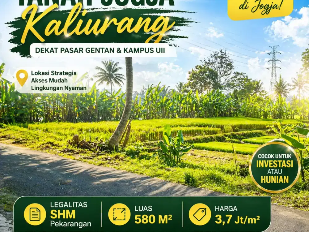 tanah kaliurang km 9  dekat pasar gentan & kampus UII