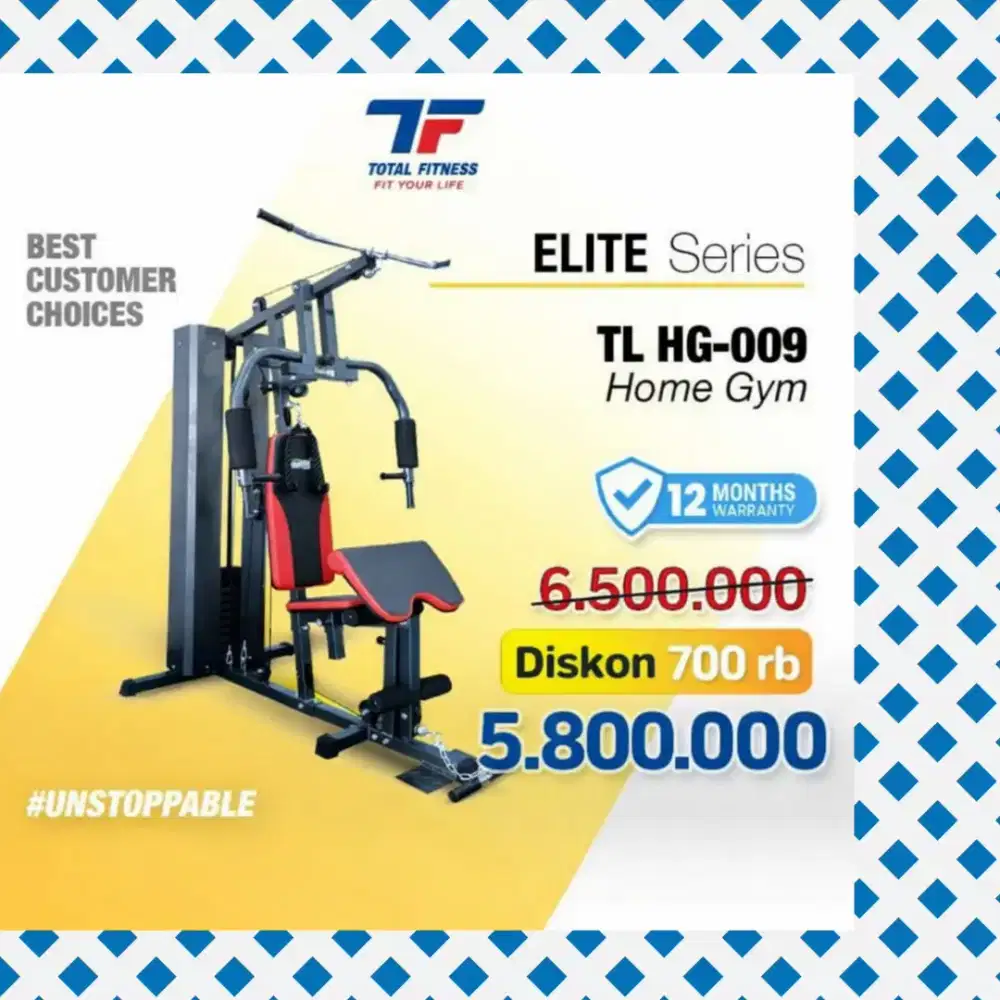 Homegym 1 sisi TL-009 Beban 75kg // Alat Olahraga Fitness