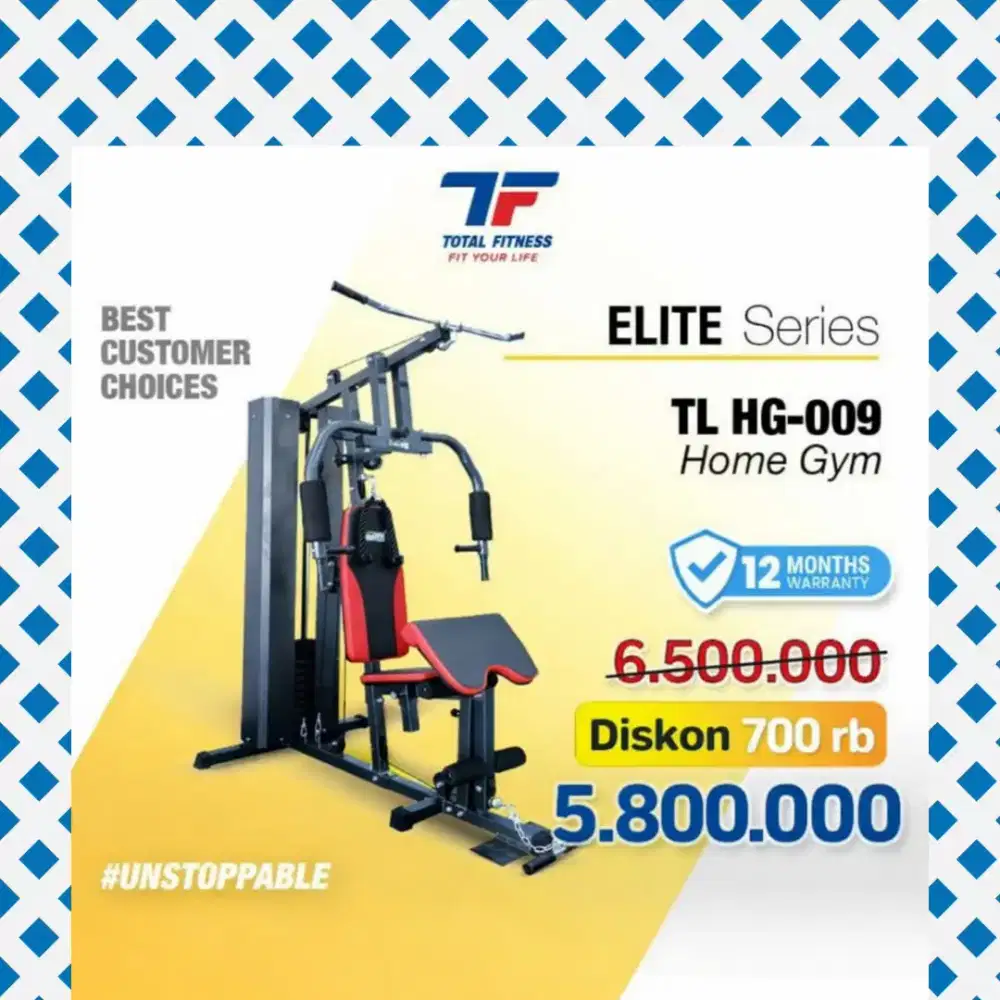Homegym 1 sisi TL-009 Beban 75kg // Alat Olahraga Fitness