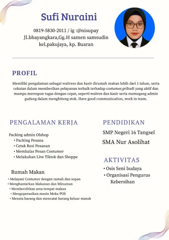 Saya mau kerja, lagi cari lowongan kerja