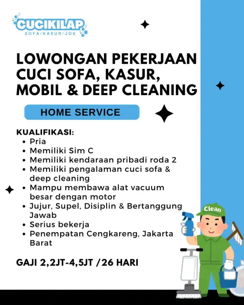DICARI KARYAWAN STAFF CLEANING